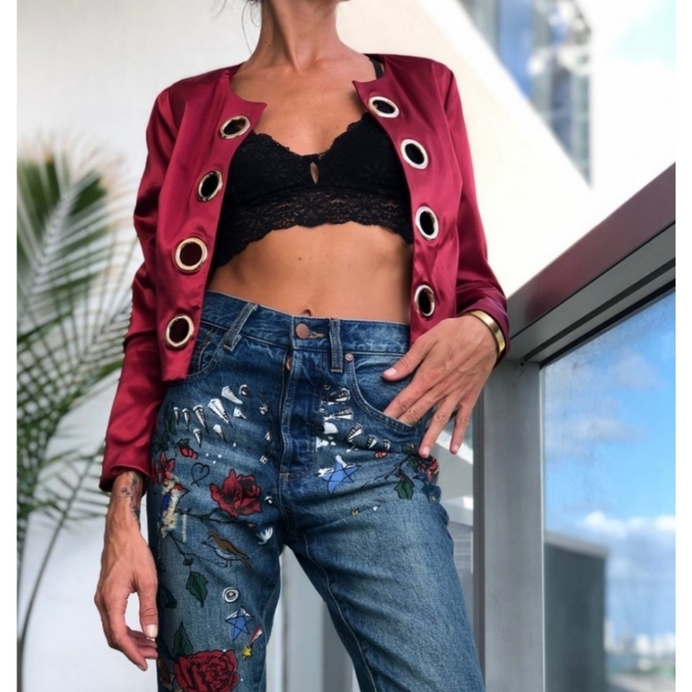 Hesperus Cropped Jacket with Large Grommets